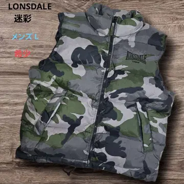 LONSDALE 론즈데일 카모플라주 다운 베스트 로고 자수 L