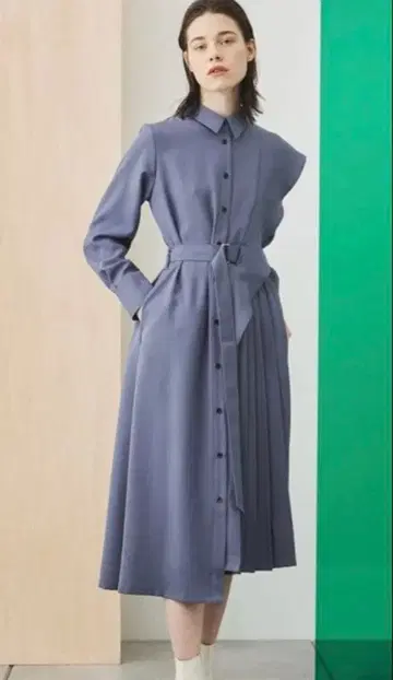 UNITED TOKYO 아지메 케이프 플리츠 원피스