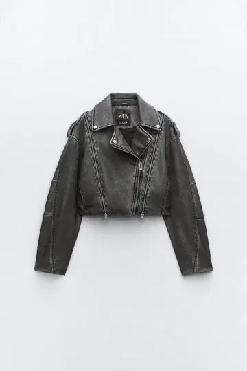 ZARA 데미지 인조 가죽 라이더 자켓