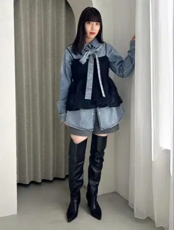 릴리 브라운 시어 튤 상의 블랙