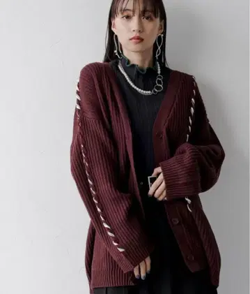 HARE 컬러 스티치 니트 가디건