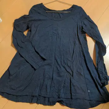 45R 코튼 100% 네이비 긴팔 티셔츠 A라인