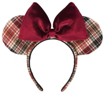 디즈니 미니 머리띠 빨간색 체크
