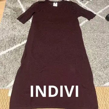 INDIVI 버건디 와인 레드 파티 니트 원피스 38 새상품급