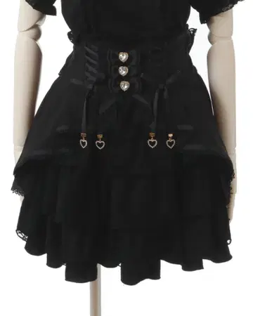 리즈리사 LIZLISA 프론트 카슈쿨 스커트 블랙