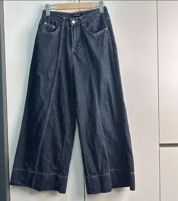 다크 데님 가우초 팬츠