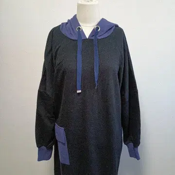 [ 누아르 ] 롱 원피스 ( 프리 ) 후드 부착 포켓 버튼 후드티