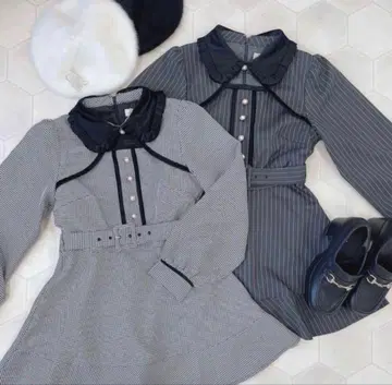 evelyn 벨로아 옷깃 올인원 하운드투스 체크 패턴