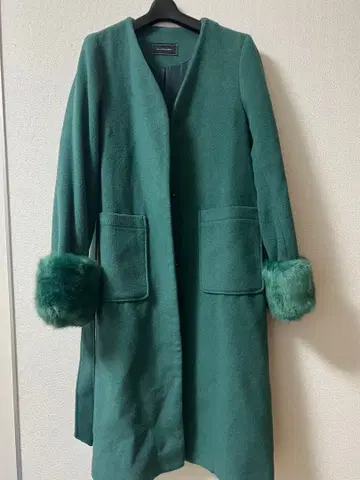 그린 플리스 롱 코트