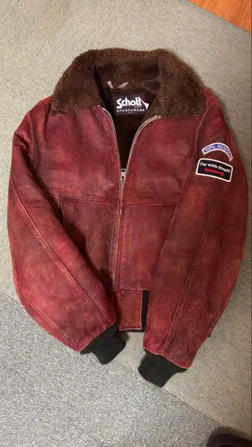 Schott 가죽 플라이트 자켓 빨간색