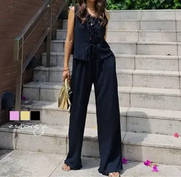 esutoreja*리본 베스트 셋업*블랙*ZARA