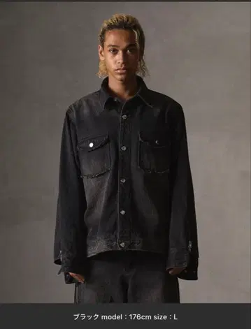 GRANCY 지퍼 디자인 데님 셔츠 자켓 블랙 M 사이즈