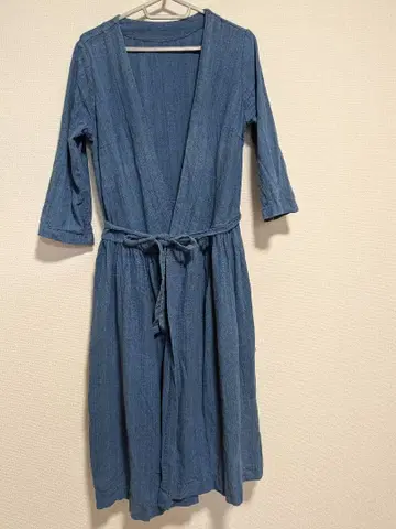 네이비 나염 손바느질 카슈쿨 원피스