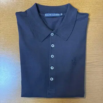 랄프 로렌 M 네이비 면 카라 부착