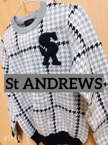 St ANDREWS 하운드투스 체크 패턴 스웨터 S