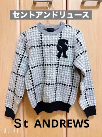 St ANDREWS 하운드투스 체크 패턴 스웨터 S