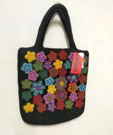 [펠트 가방 꽃 모티브 가방 네팔 핸드메이드 토트백]