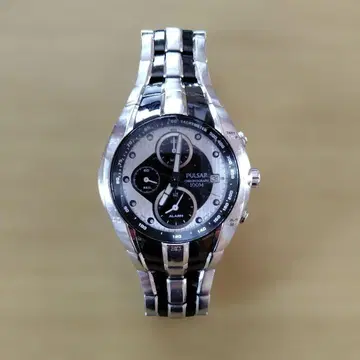 SEIKO 해외 모델 PULSAR 실버 블랙 알람 시계