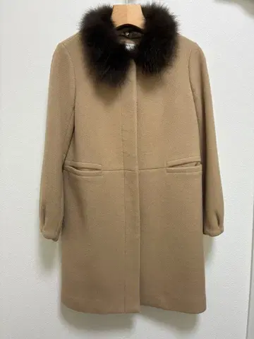 NATURAL BEAUTY BASIC 롱 코트 퍼 포함 카멜 S