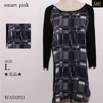 새상품급 smart pink 상의 튜닉 긴팔 체크 무늬 넉넉한