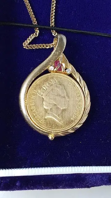 엘리자베스 2세 펜던트 탑 목걸이 ONE PENNY 1994 새상품급