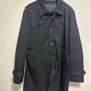 블랙 스텐카라 코트 벨트 포함 포켓