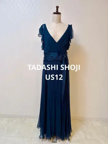 [ TADASHI SHOJI ] 네이비 쉬폰 롱 드레스 파티