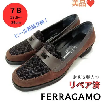 새상품급 Ferragamo [페라가모] 경량 간치니 헤링본 로퍼