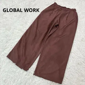 [글로벌 워크] 새틴 와이드 팬츠 편안함 M 양포켓 캐주얼