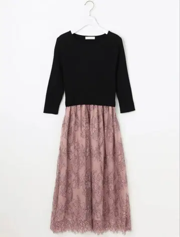 [ 세탁 가능 ] anysis 레이스 스커트 도킹 원피스