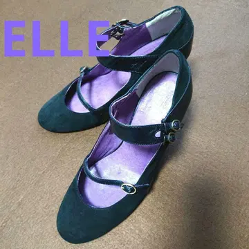 [ 미사용품 ] ELLE 블랙 스웨이드 스트랩 펌프스