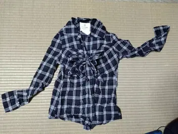 Rosa 체크 무늬 리본 디자인 긴팔 셔츠 사이즈 1