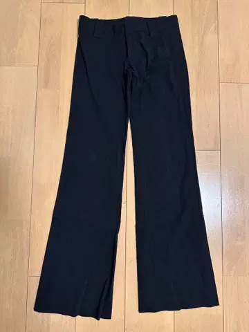 로우라이즈 블랙 스트라이프 스트레이트 팬츠