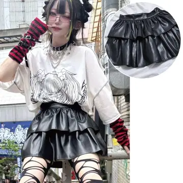 볼칸 & 아프로다이티 가죽 캉캉 스커트