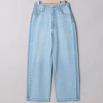 미사용 coen 사이드 라인 컷오프 배기 데님 팬츠