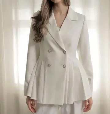 [ MEISM byRe:EDIT ] 턱 플리츠 테일러드 자켓 L 화이트