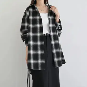 2way 체크 셔츠 블랙 F 사이즈