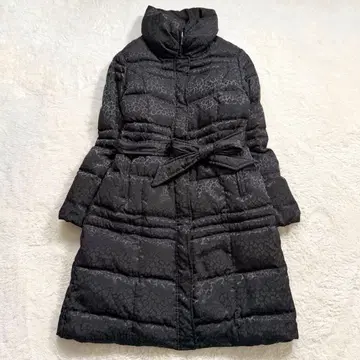 [ 새상품급 ] 로리띠 레오파드 다운 코트 L 벨트 포함 블랙