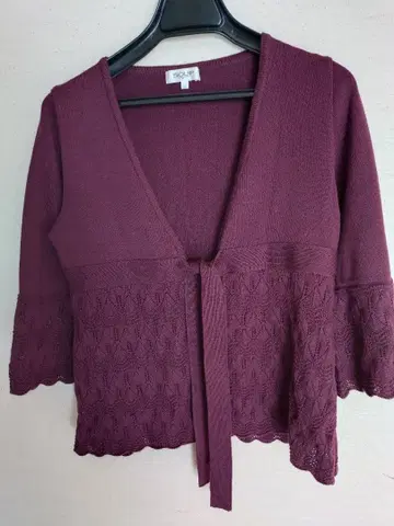 월드 soup 7부 소매 가디건 보르도 M