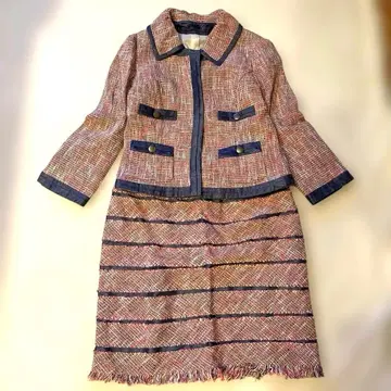 트위드 셋업 수트 자켓 스커트 세레모니 핑크 데님