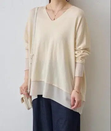 월말 가격 BEARDSLEY 실크 코튼 니트 긴팔 베이지 F