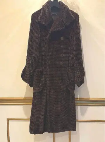 엠포리오 아르마니 다크 브라운 코듀로이풍 롱 코트