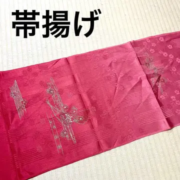 미사용 오비 장식 천 짙은 핑크 계열 금 장식