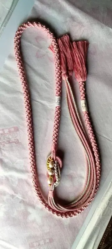 진주 장식 허리띠 복숭아색 핑크