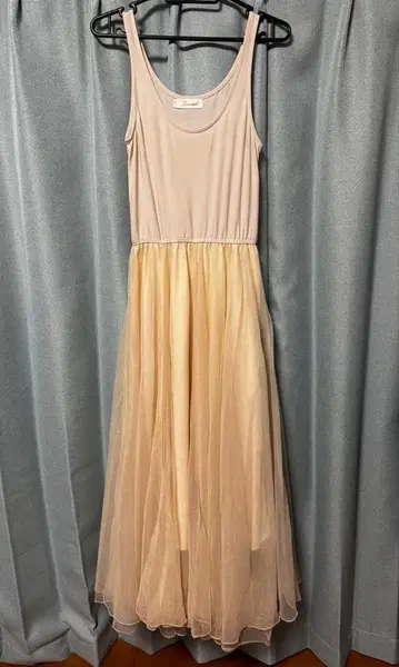 스나이델 튤 원피스 핑크 베이지