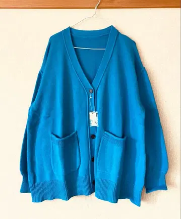 미사용 새상품 넉넉한 오버 사이즈 코튼 긴팔 니트 가디건 L