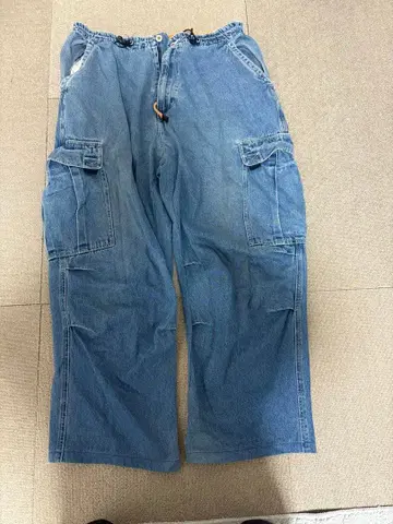 데님 카고 팬츠 드로 코드 구제 의류