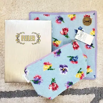 [ 새상품 ] FEILER 페이러 파우치 손수건 세트 꽃무늬