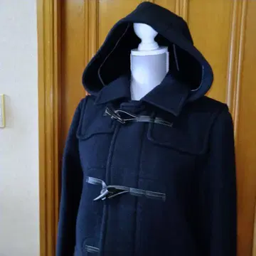 유니클로 후드 부착 더플 코트 울 혼방 네이비 M 덮개 포켓