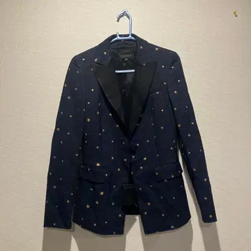 ESCADA 네이비 별 패턴 테일러드 자켓